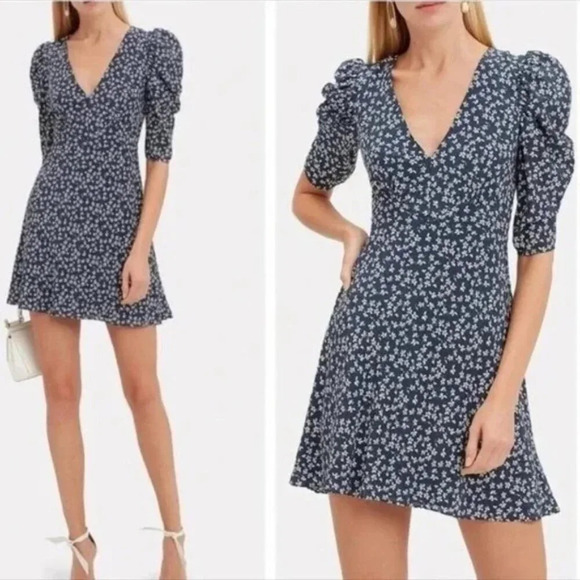 SALONI Colette Silk Minidress In Navy Painterly $550 - Picture 1 of 15